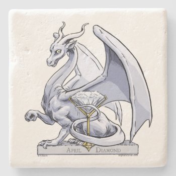 April Birthstone Dragon: Diamond Stone Coaster by critterwings at Zazzle