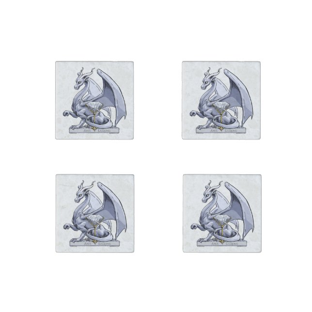 April Birthstone Dragon: Diamond Stone Magnet (Front)