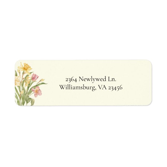 April Blossom Daffodil Wedding Address Label (Front)