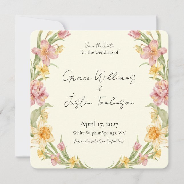 April Blossom Garden Daffodil Save the Date (Front)