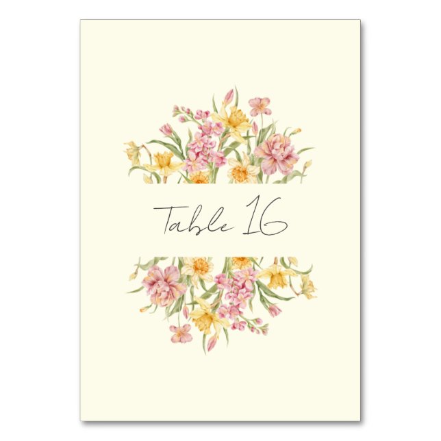 April Blossom Garden Daffodil Table Number (Front)