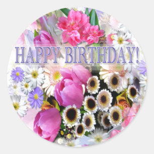 April Bouquet Birthday Classic Round Sticker
