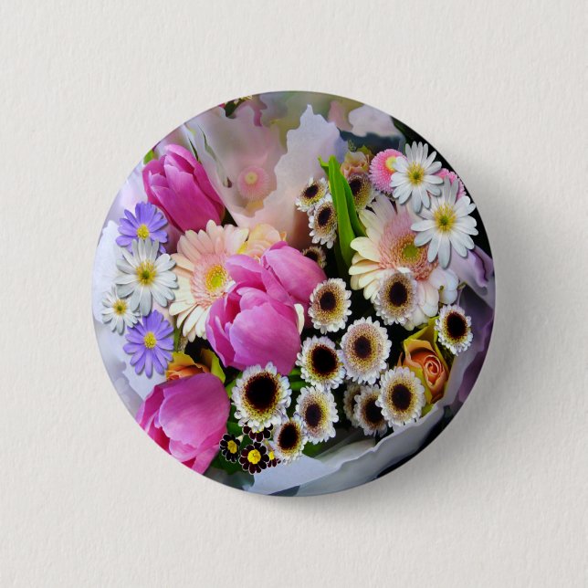 April Bouquet Pinback Button (Front)
