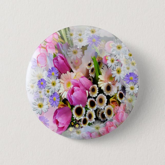 April Bouquet Pinback Button (Front)