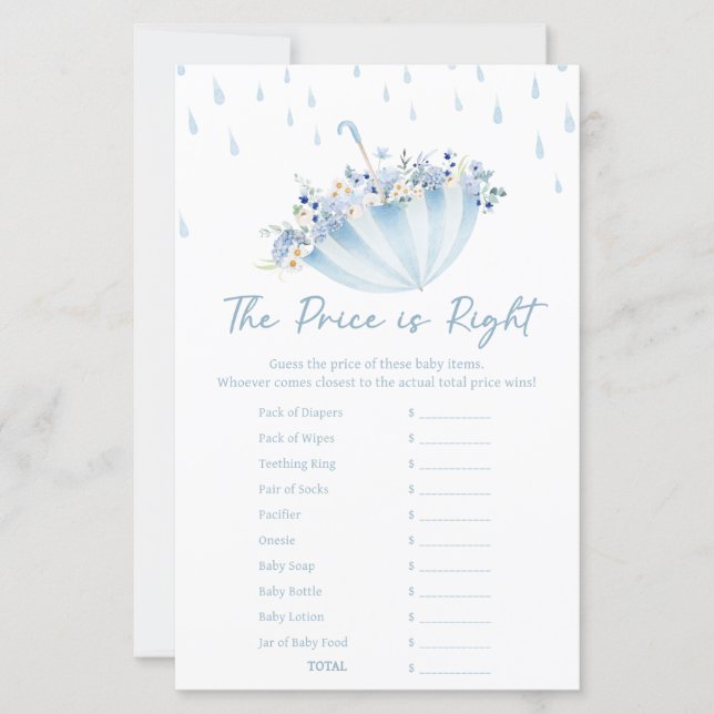 April Bring May Flowers Shower Price is Right Game (Front)