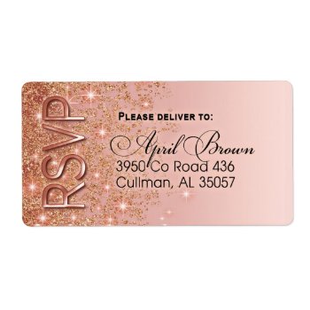April Brown Wedding Rsvp Mailing Label by glamprettyweddings at Zazzle
