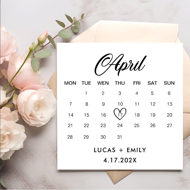 April Calendar Dark Black Wedding Napkins (Creator Uploaded)