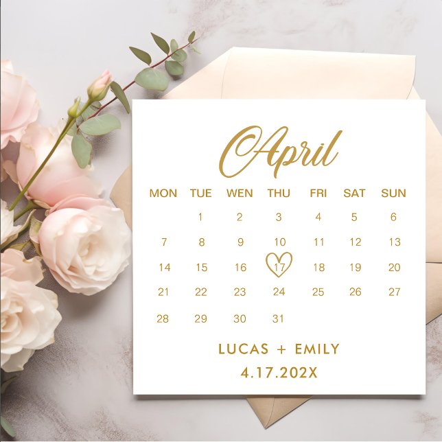 April Calendar Gold Wedding Napkins (Creator Uploaded)