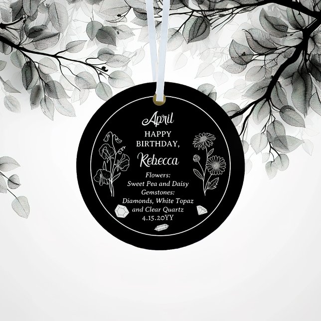 April Daisy and SweetPea Birthday Keepsake Metal Ornament (April Daisy and Sweet Pea Birthday Keepsake Metal Ornament)