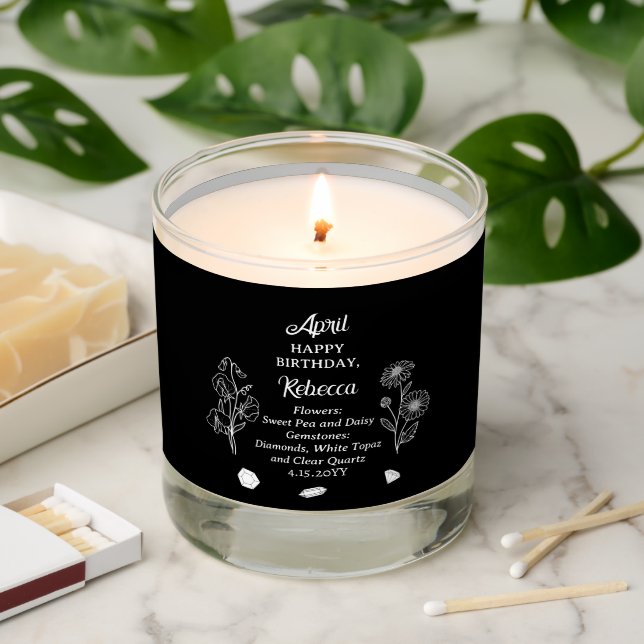 April Daisy and SweetPea Birthday Keepsake Scented Candle (Lit)