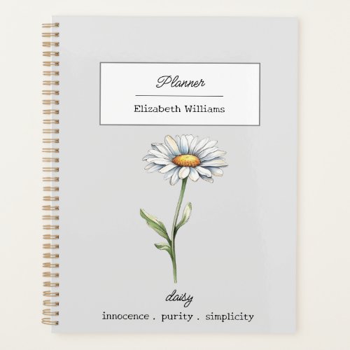 APRIL DAISY BIRTH FLOWER PERSONALIZED  PLANNER