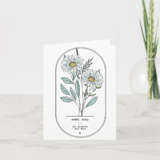 April Daisy Birth Flower Print Note Card