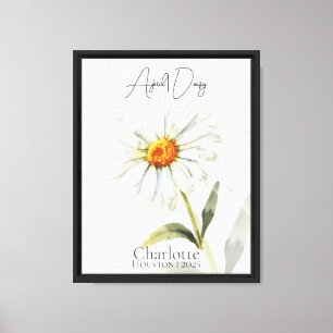 April Daisy Birth Flower Wall Design Canvas Print