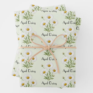 April Daisy Flowers Wrapping Paper Sheets