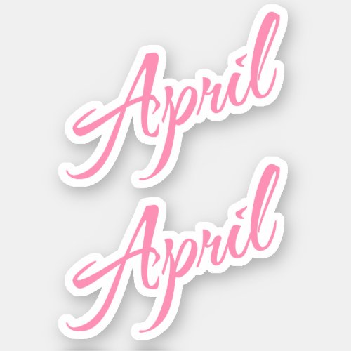 April Decorative Name in Pink x2 Sticker