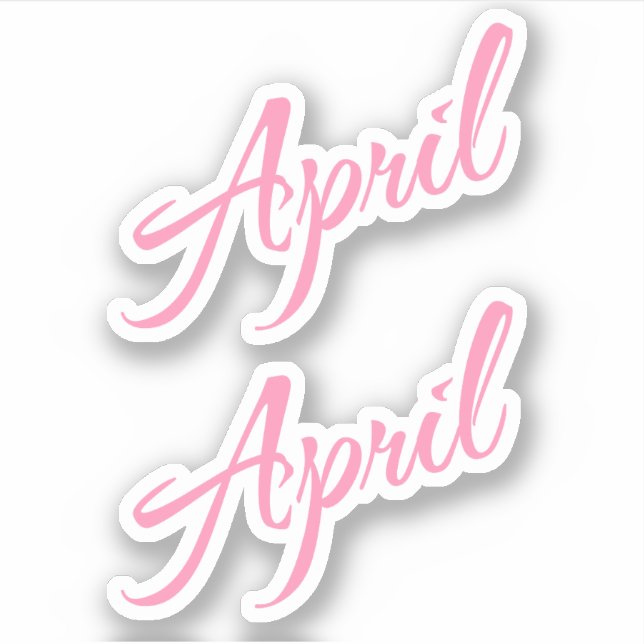 April Decorative Name in Pink x2 Sticker (Front)
