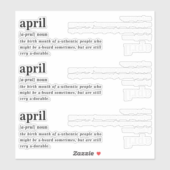 April Definition Birthday Sticker (Sheet)