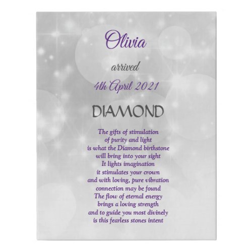 April Diamond Birthstone Faux Wrapped Canvas Print