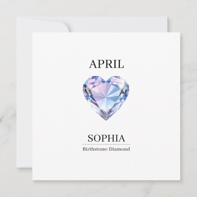 April Diamond Personalized Birthday Card (Front)