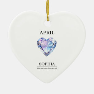 April Diamond Personalized Birthday Ceramic Ornament