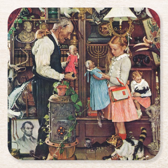 April Fool, 1948 Square Paper Coaster (Front)