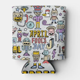 April Fools: Colorful Doodle Set. Can Cooler