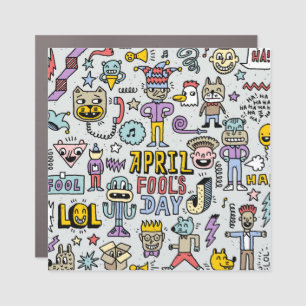 April Fools: Colorful Doodle Set. Car Magnet