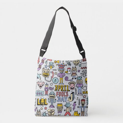 April Fools Colorful Doodle Set Crossbody Bag