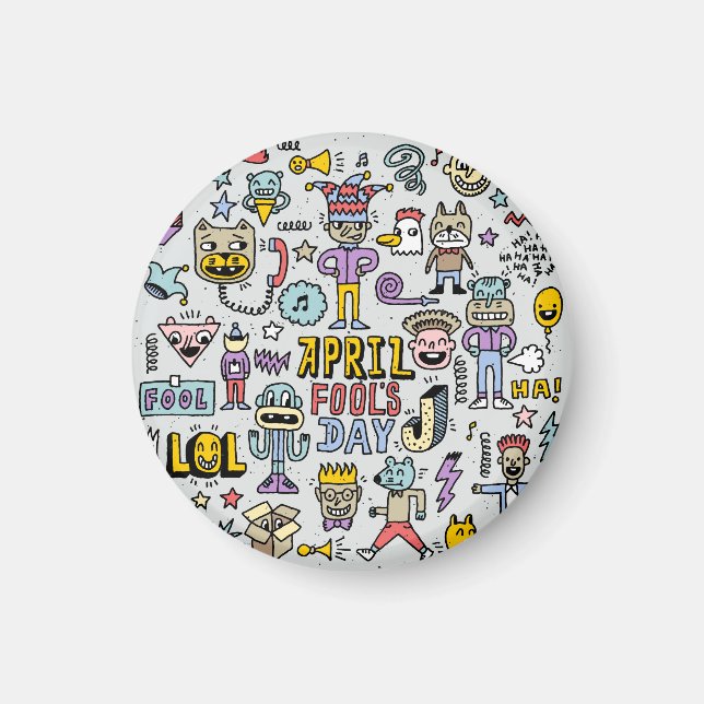 April Fools: Colorful Doodle Set. Magnet (Front)