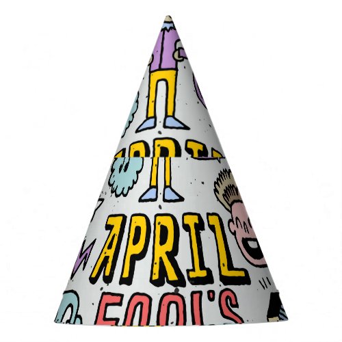 April Fools Colorful Doodle Set Party Hat