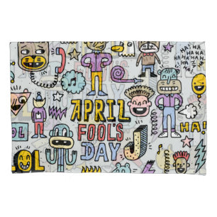 April Fools: Colorful Doodle Set. Pillow Case