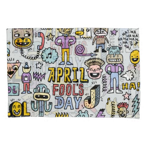 April Fools Colorful Doodle Set Pillow Case
