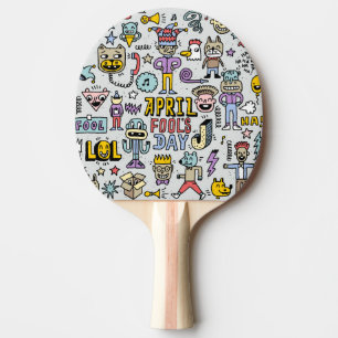 April Fools: Colorful Doodle Set. Ping Pong Paddle