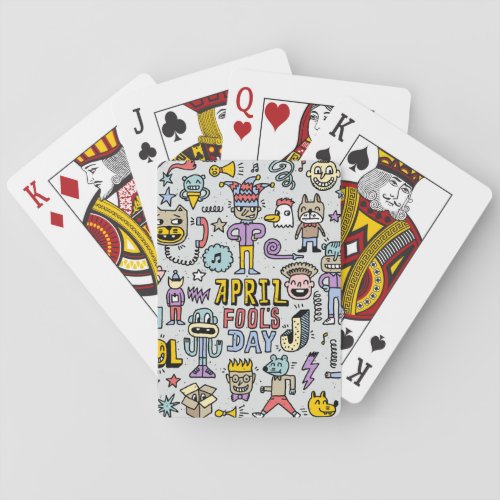 April Fools Colorful Doodle Set Playing Cards