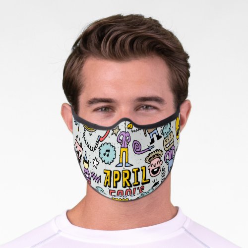 April Fools Colorful Doodle Set Premium Face Mask