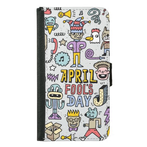 April Fools Colorful Doodle Set Samsung Galaxy S5 Wallet Case