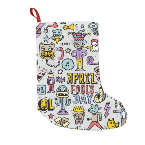 April Fools Colorful Doodle Set Small Christmas Stocking