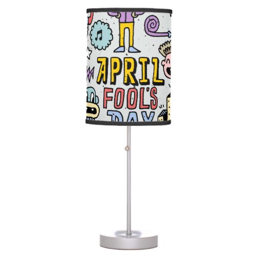 April Fools Colorful Doodle Set Table Lamp
