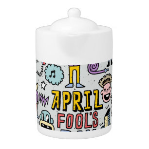 April Fools: Colorful Doodle Set. Teapot