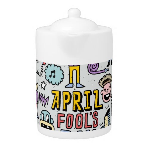 April Fools Colorful Doodle Set Teapot
