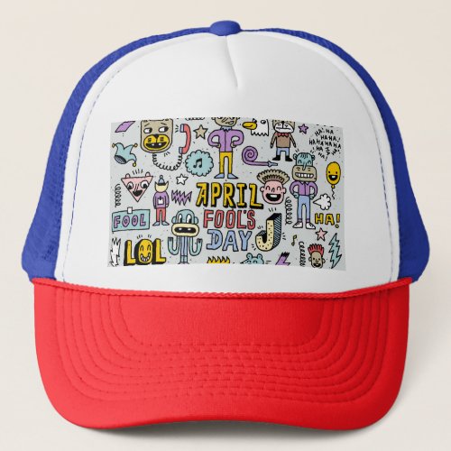 April Fools Colorful Doodle Set Trucker Hat