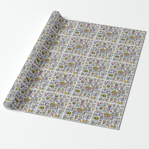 April Fools Colorful Doodle Set Wrapping Paper