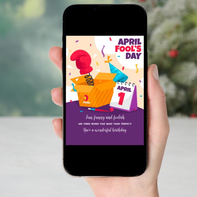 April Fool's Day Birthday Greeting Card (Front Digital)