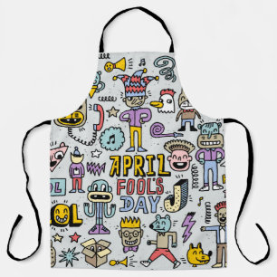 April fools day funny doodle colorful set 1. Vinta Apron