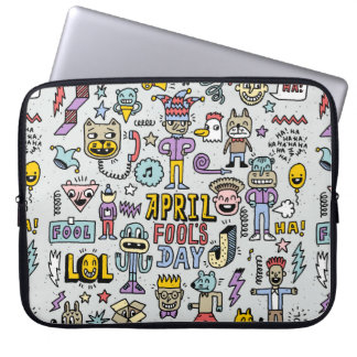 April fools day funny doodle colorful set 1. Vinta Laptop Sleeve