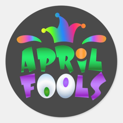 April Fools Day Funny Modern Jester Classic Round Sticker