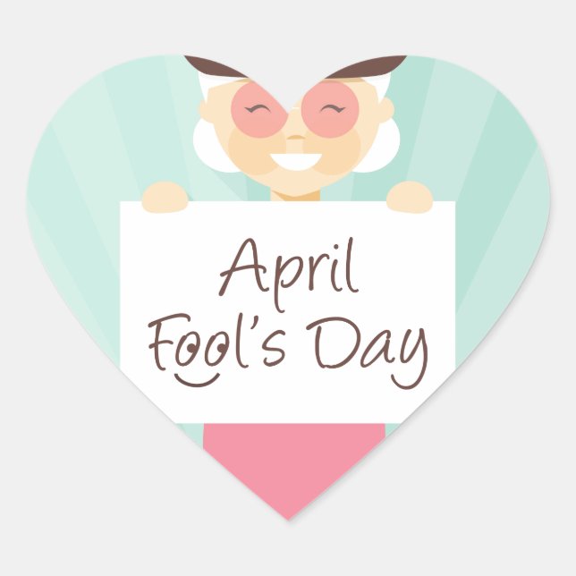 april fools day heart sticker (Front)