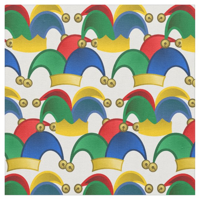 April Fool's Day Jesters Hats Pattern Fabric (Close Up)