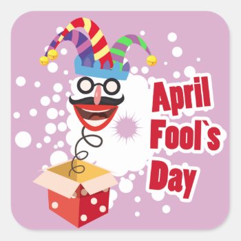 April Fools Day Square Sticker by spudcreative at Zazzle