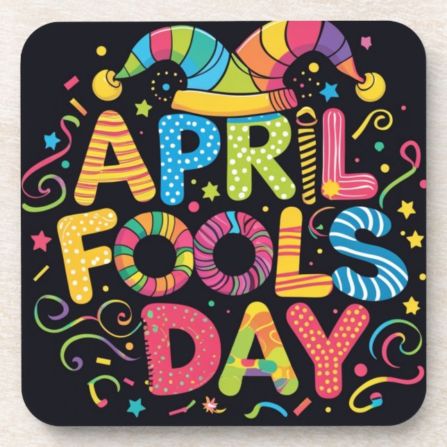 April fools jokes beverage coaster (Front)